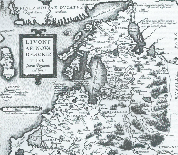 Карта Ливонии 1574 г.