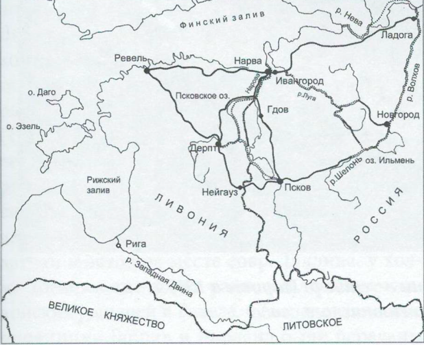 Карта-схема прибалтийских торговых путей