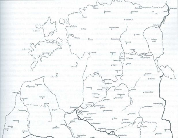 Карта Ливонии в XVI в.