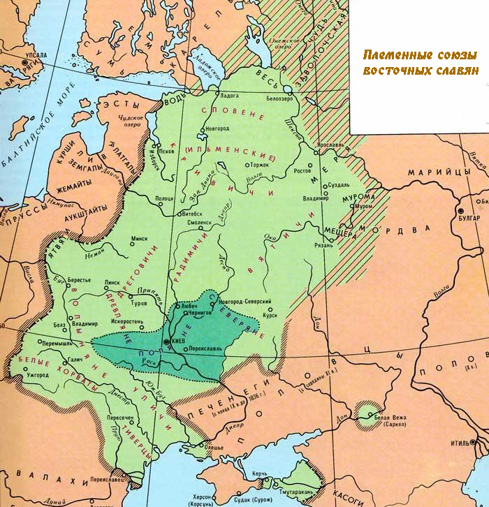 Карта расселение восточных славян