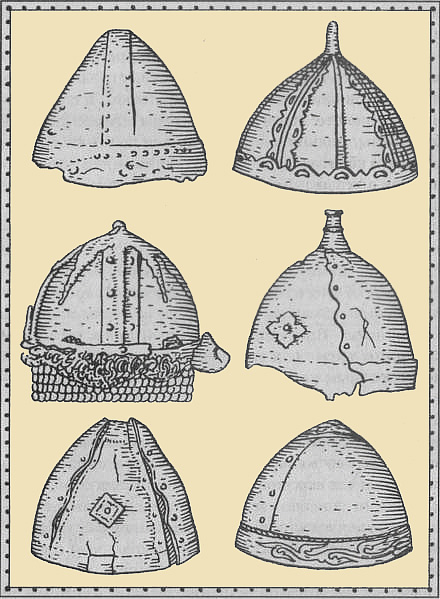 Конические, сферо-конические и куполовидные шлемы. X–XIII века