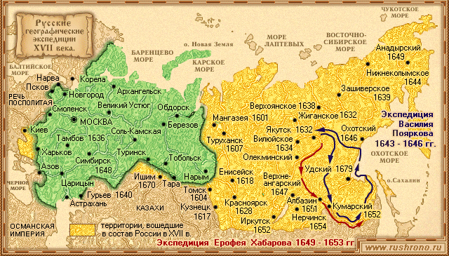 Русские географические экспедиции XVII век